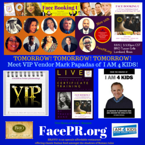 Meet VIP Vendor Mark Papadas at Intro To Face PR Event Nov. 11th 2-5.30 at BRIO Lombard - Register at FacePR.org
