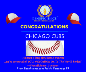 "Its been a long time home-runnin' - now its on to the World Series!" Way to GLOW #ChicagoCubs! We're so proud of you @BENEFICIENCE World Class #PRNews