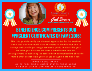 beneficience-com-pr-presents-our-pr-client-certificates-of-fame-2016-gail-brown