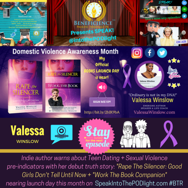 Domestic Violence Awareness Month features Valessa Winslow truth story debut Rape The Silencer
